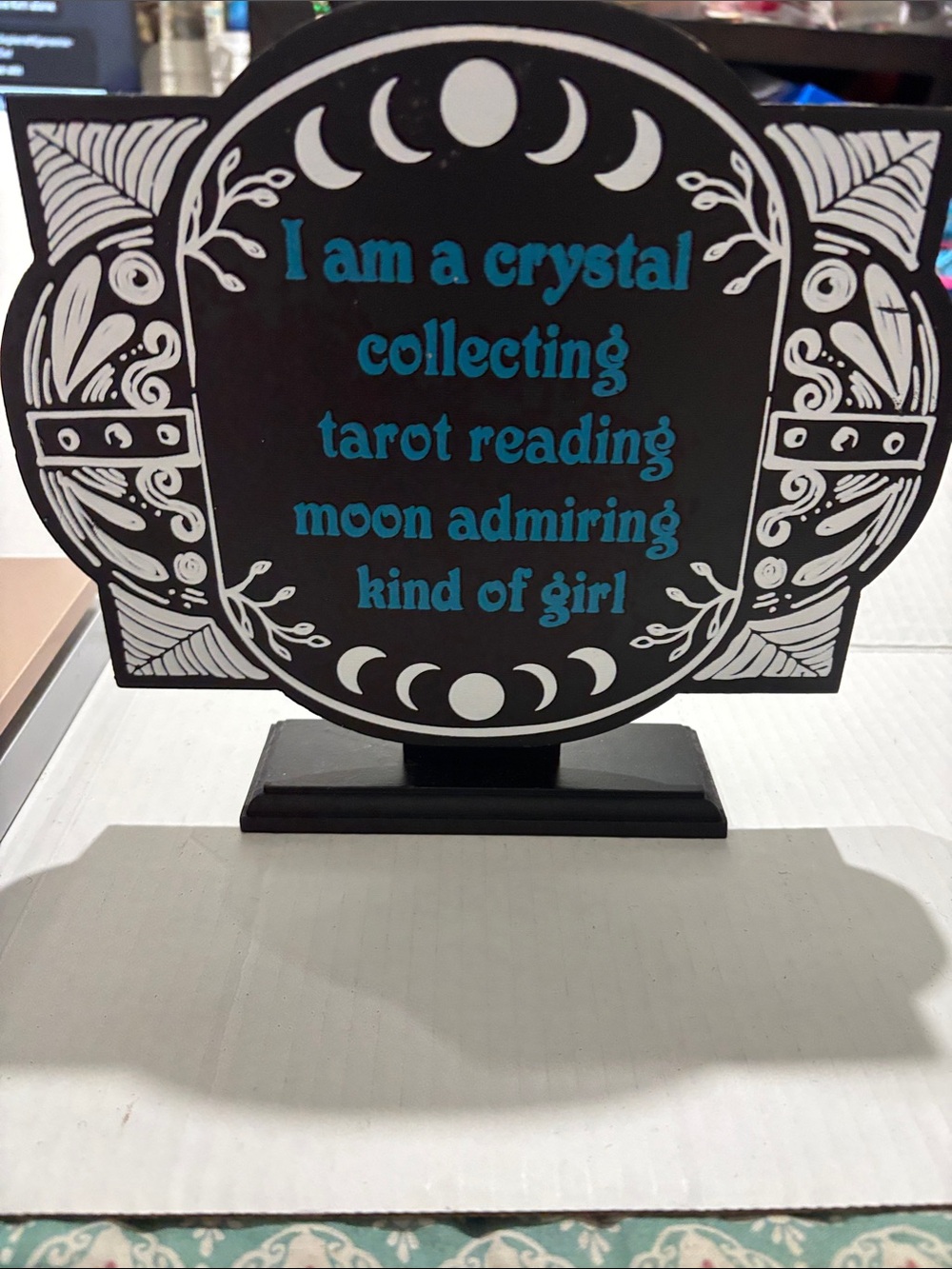 Moon-Adoring Crystal & Tarot Statement Plaque - Teal Text